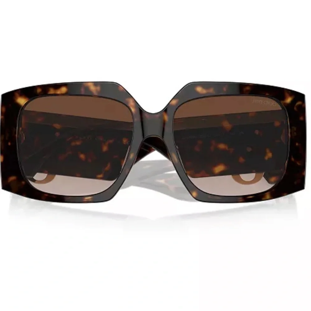 Jimmy Choo Tortoiseshell Shield Sunglasses with Gold JC Accent